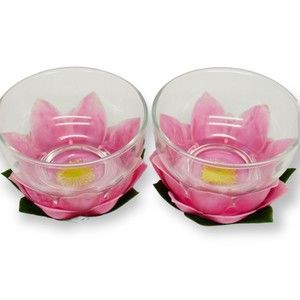 Rare Styson Decorative Plastic Lotus Coasters and 8oz Dessert Dishes 1961 MCM X2